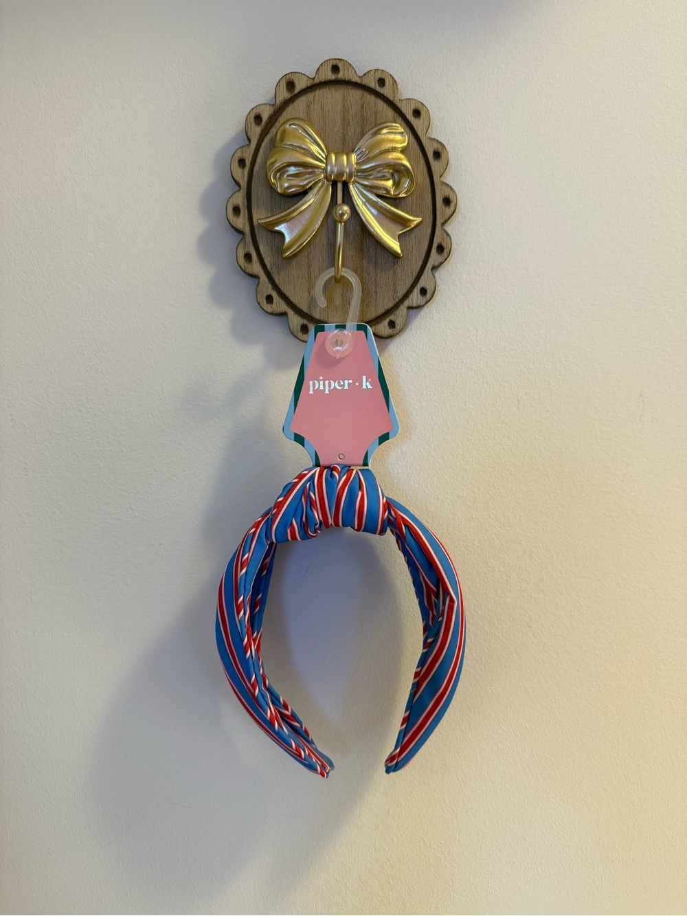 NWT Piper K Striped Knotted Headband in Blue/Pink/Red Stripe